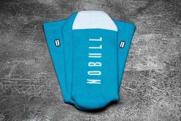 Nobull Crew Neon Men's Socks Blue White | Australia (XU9072)